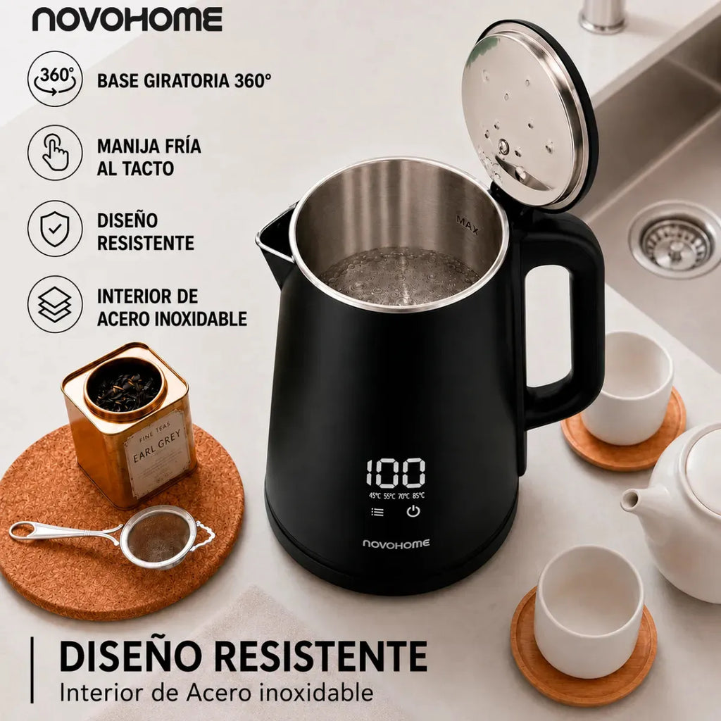 Pava Eléctrica NovaHome 2L Digital Touch | 5 Temperaturas | Acero Inoxidable