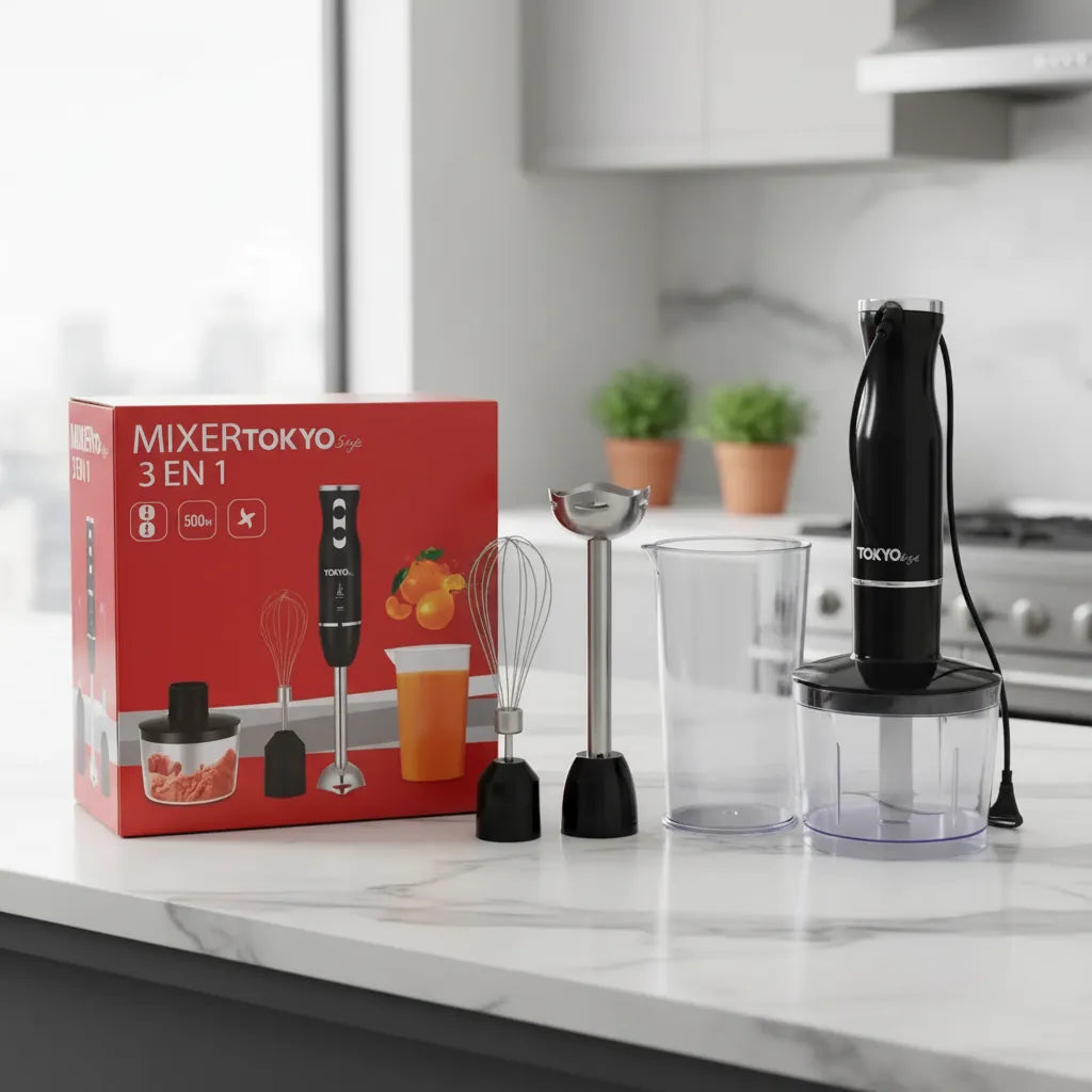 Mixer Licuadora 3 en 1 Recargable | Cuchillas de Acero Inoxidable | 6-8hs Batería