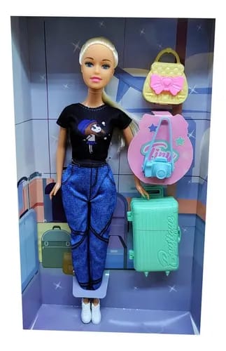 Muñeca Tiny Viajera — Con Valija y Accesorios de Viaje