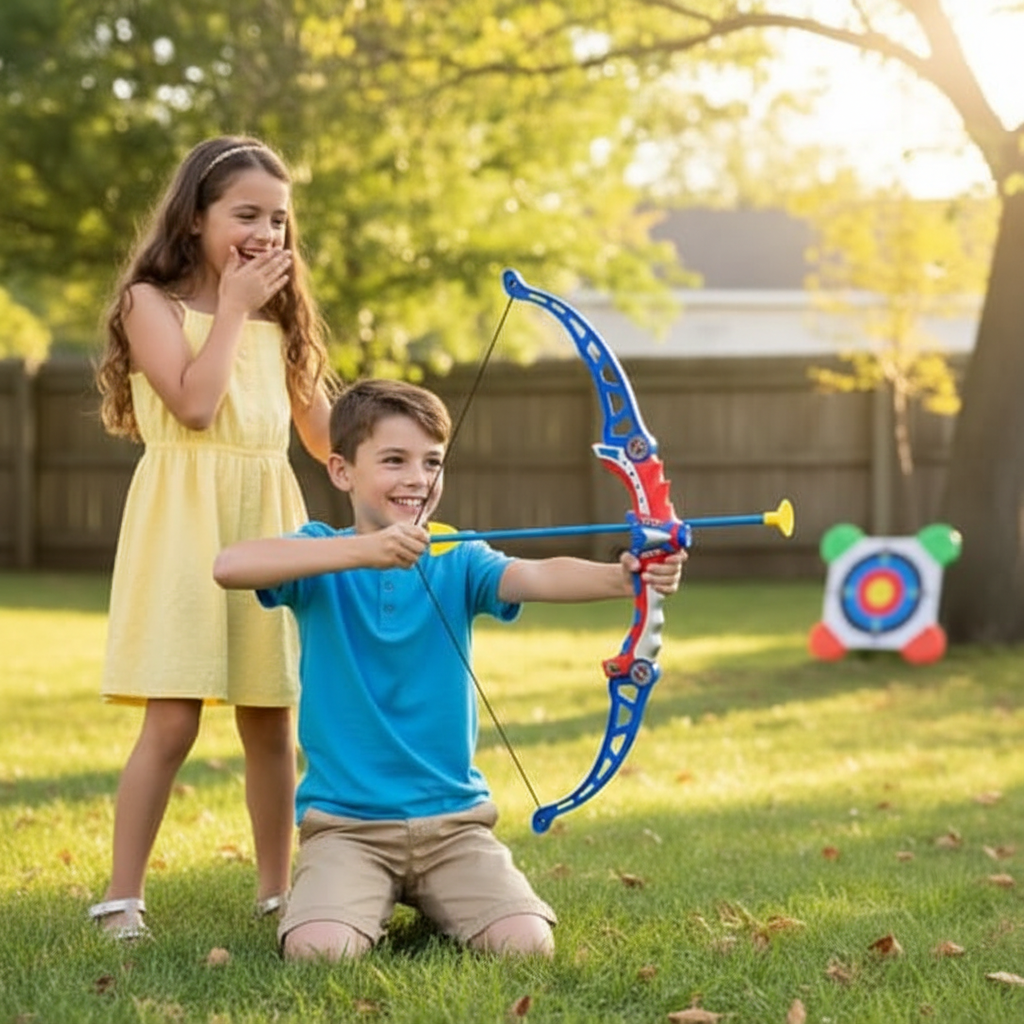 Dos niños con arco Avengers