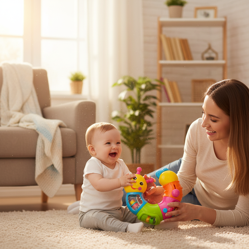 Mamá y bebé con oruga