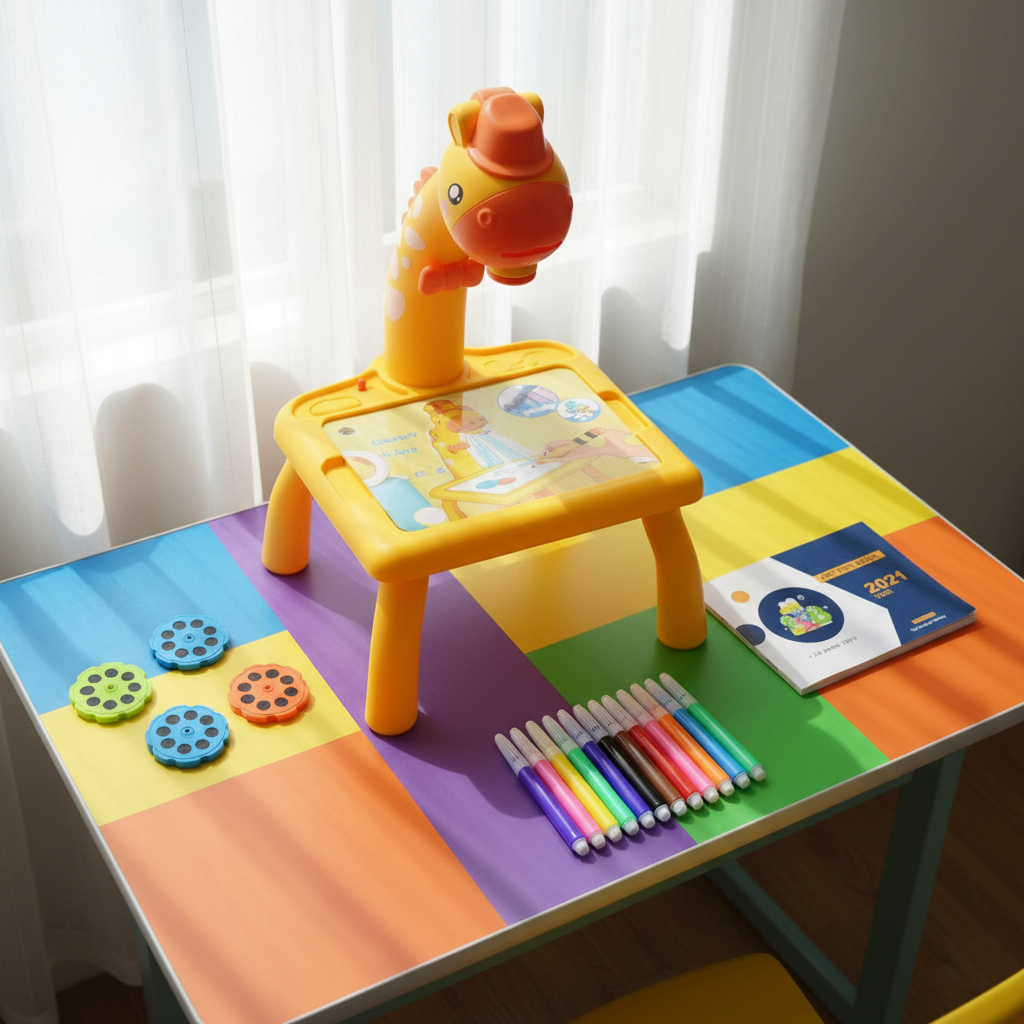 Mesa proyectora flat lay