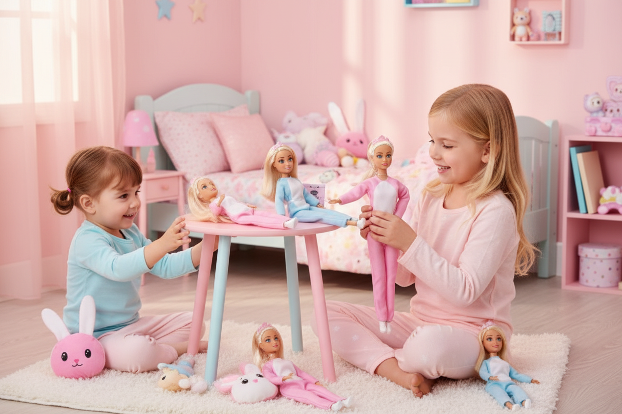 Muñeca con niños jugando horizontal