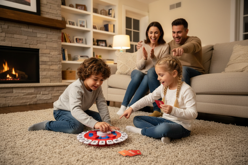Niños compitiendo en casa